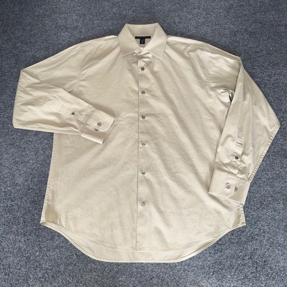 Banana Republic Mens Stretch Button Down Shirt Tan‎ Khaki Long Sleeve Size M